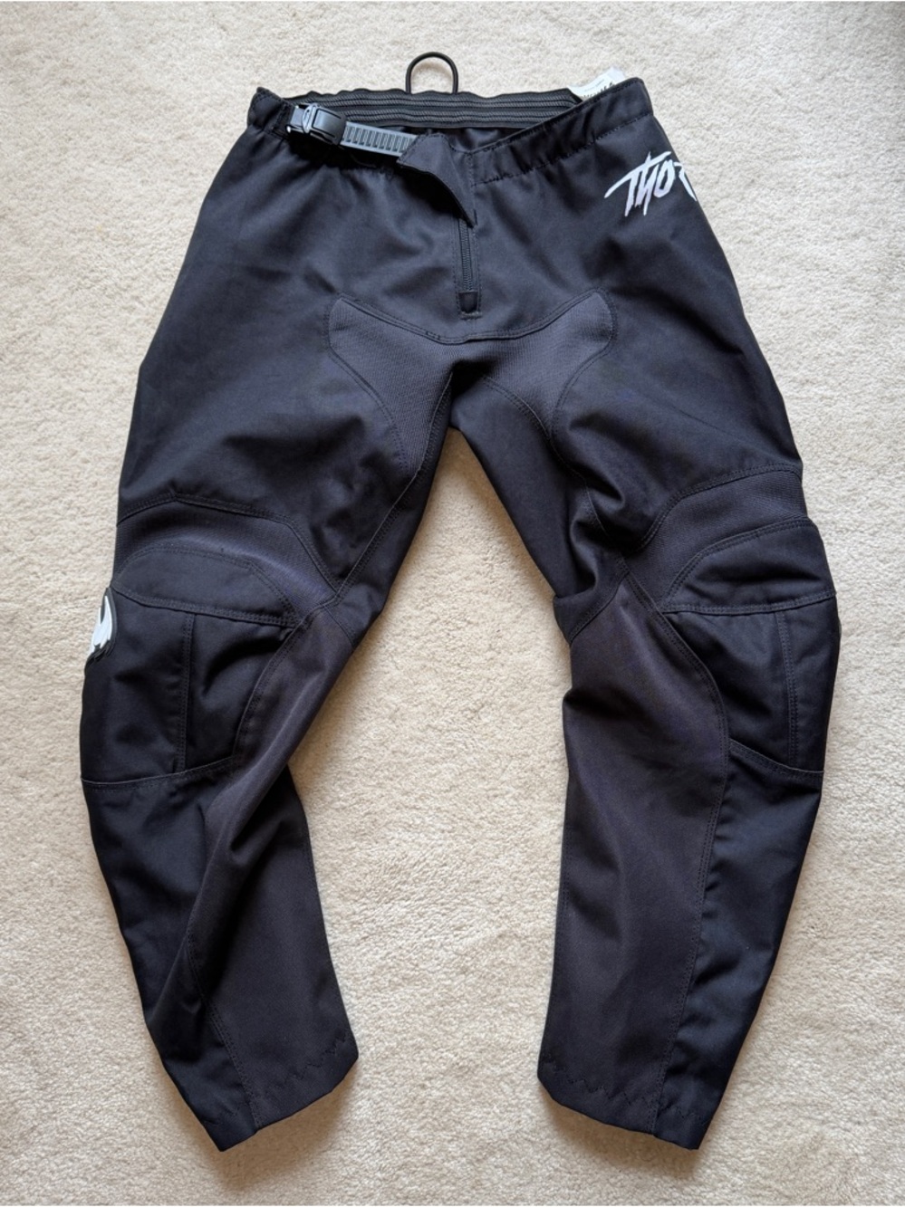 Thor Black Motocross Riding Pants with White Logo Size Youth 26